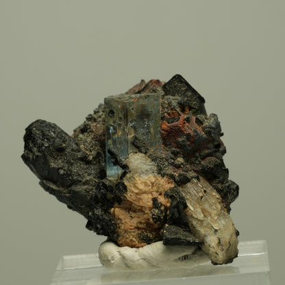 Aquamarin, Schörl Turmalin, Orthoklas Stufe Erongo, Namibia 36*26*22mm #14904