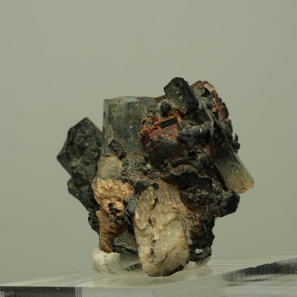Aquamarin, Schörl Turmalin, Orthoklas Stufe Erongo, Namibia 36*26*22mm #14904