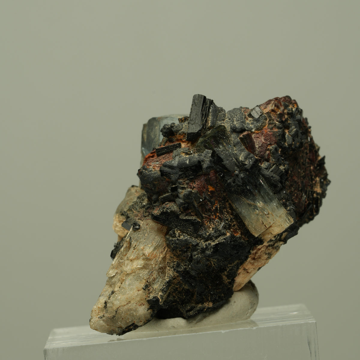 Aquamarin, Schörl Turmalin, Orthoklas Stufe Erongo, Namibia 36*26*22mm #14904