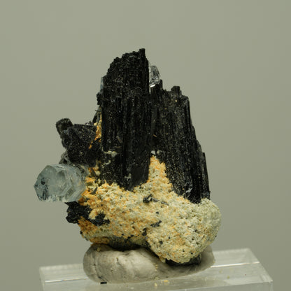 Aquamarin, Schörl Turmalin, Orthoklas, Muskovit Stufe Erongo, Namibia 30*26*25mm #14905