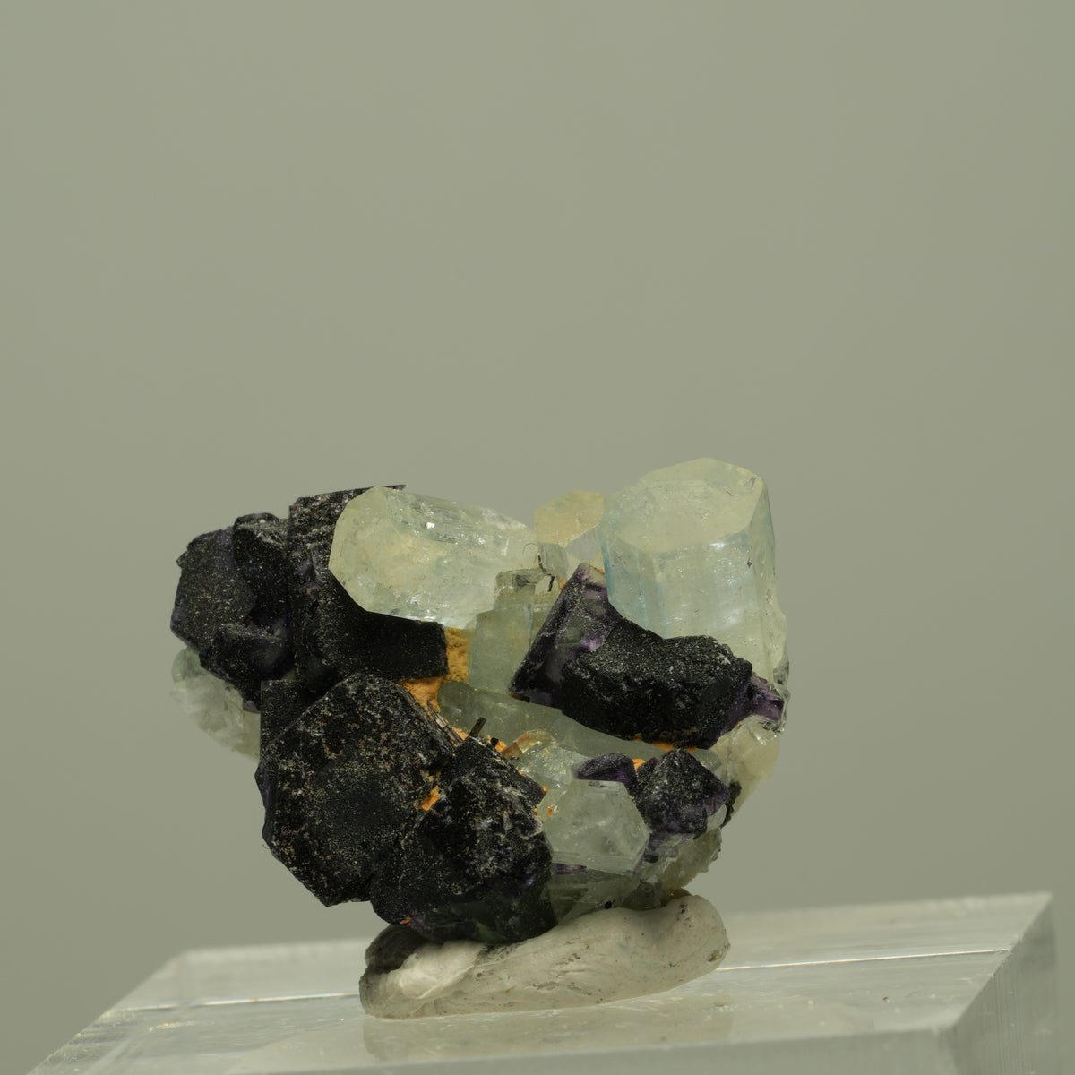 Aquamarin, Fluorit, Schörl Turmalin, Orthoklas Stufe Erongo, Namibia 20*16*13mm #14906