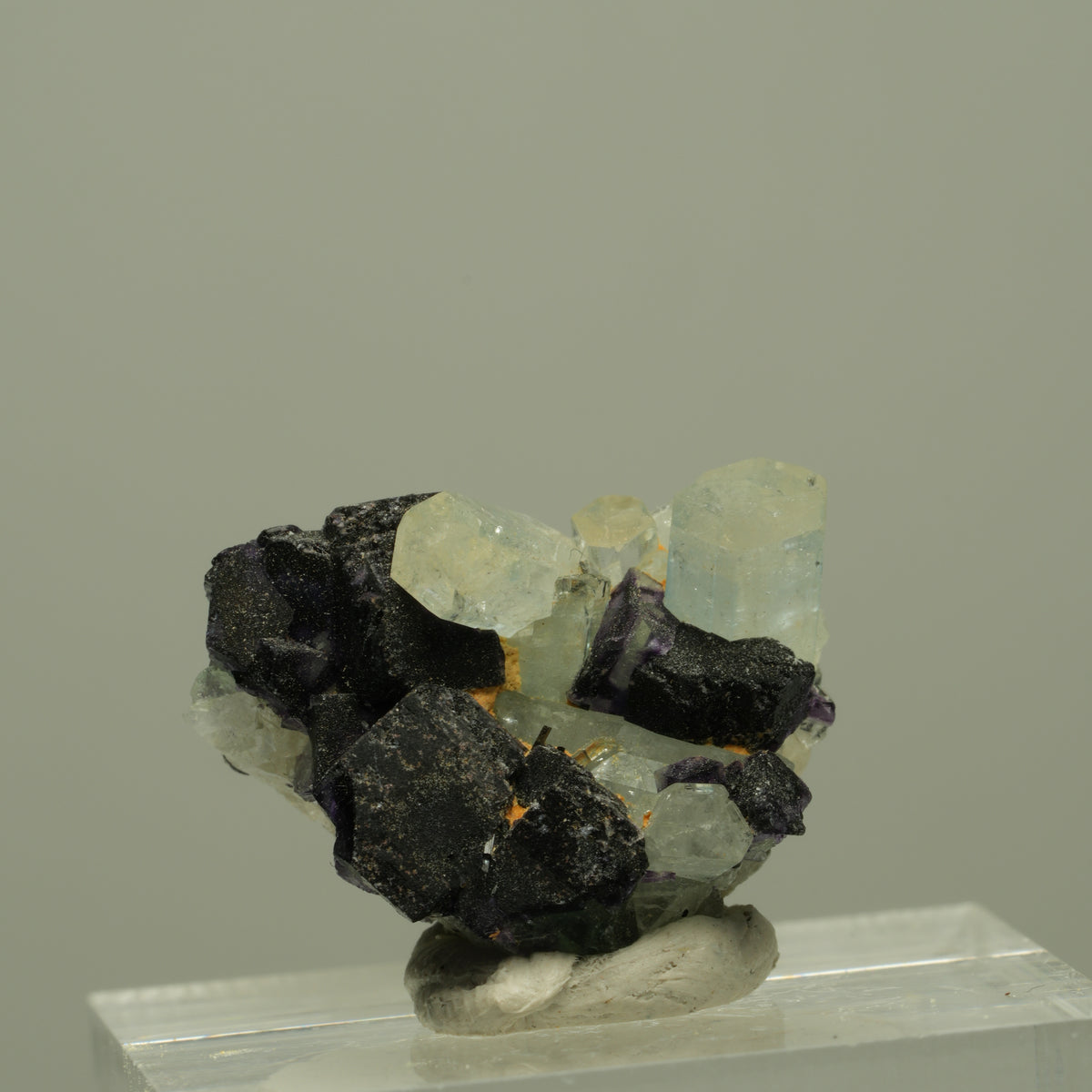 Aquamarin, Fluorit, Schörl Turmalin, Orthoklas Stufe Erongo, Namibia 20*16*13mm #14906