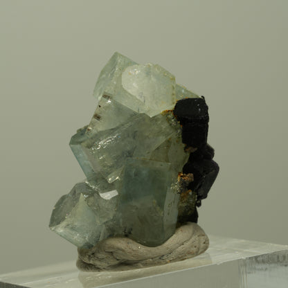 Aquamarin, Fluorit, Schörl Turmalin, Muskovit Stufe Erongo, Namibia 24*19*16mm #14910