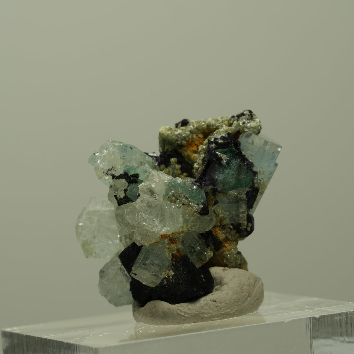 Aquamarin, Fluorit, Schörl Turmalin, Muskovit Stufe Erongo, Namibia 24*18*17mm #14911