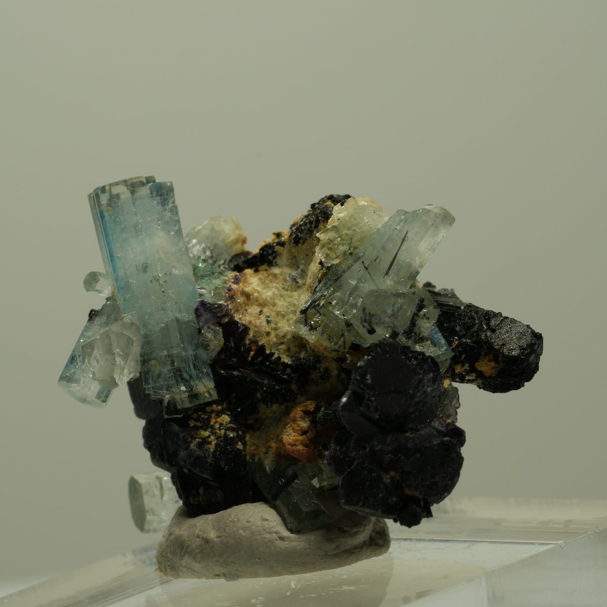 Aquamarin, Fluorit, Schörl Turmalin, Orthoklas, Muskovit Erongo, Namibia 29*25*19mm #14913