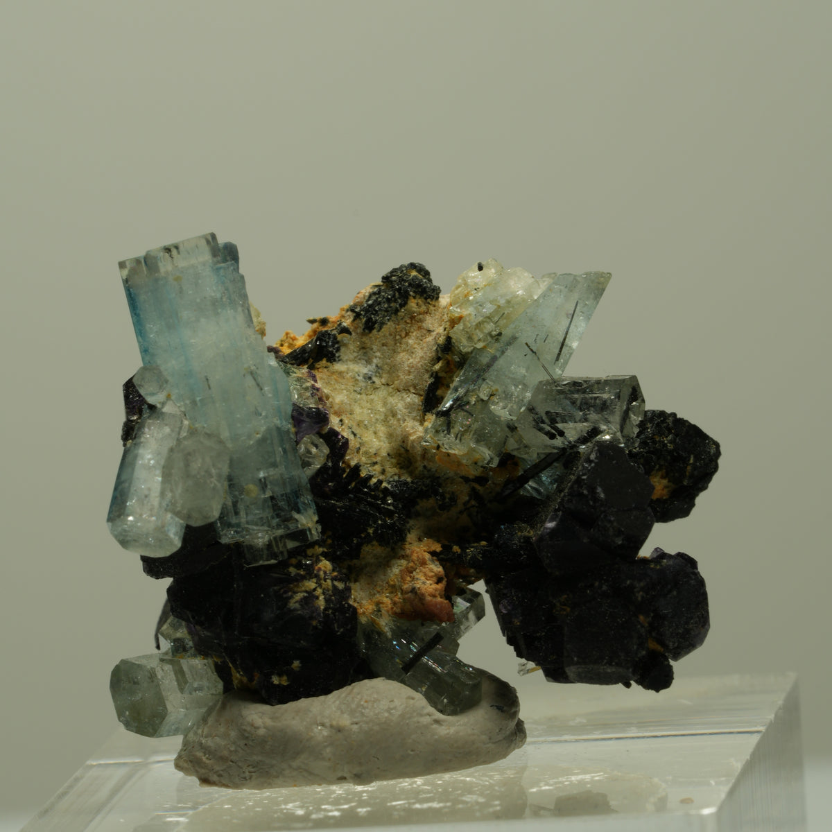 Aquamarin, Fluorit, Schörl Turmalin, Orthoklas, Muskovit Erongo, Namibia 29*25*19mm #14913