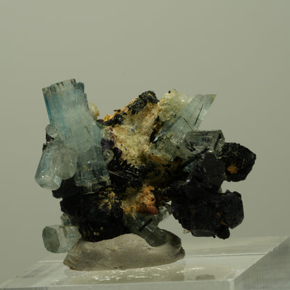 Aquamarin, Fluorit, Schörl Turmalin, Orthoklas, Muskovit Erongo, Namibia 29*25*19mm #14913