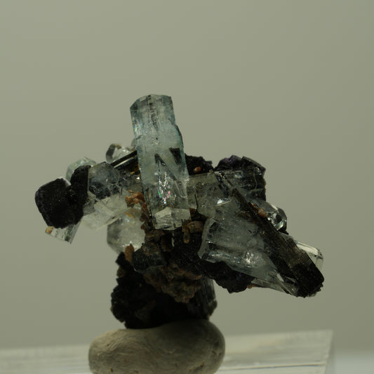 Aquamarin, Fluorit, Schörl Turmalin, Orthoklas Stufe Erongo, Namibia 25*22*12mm #14914