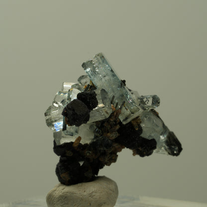 Aquamarin, Fluorit, Schörl Turmalin, Orthoklas Stufe Erongo, Namibia 25*22*12mm #14914