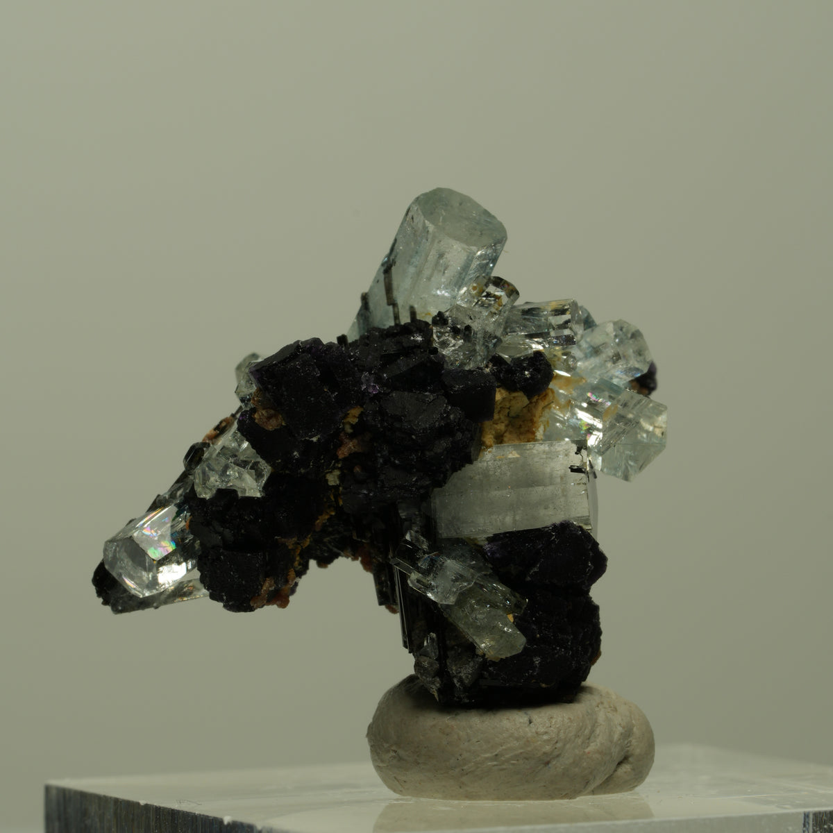 Aquamarin, Fluorit, Schörl Turmalin, Orthoklas Stufe Erongo, Namibia 25*22*12mm #14914