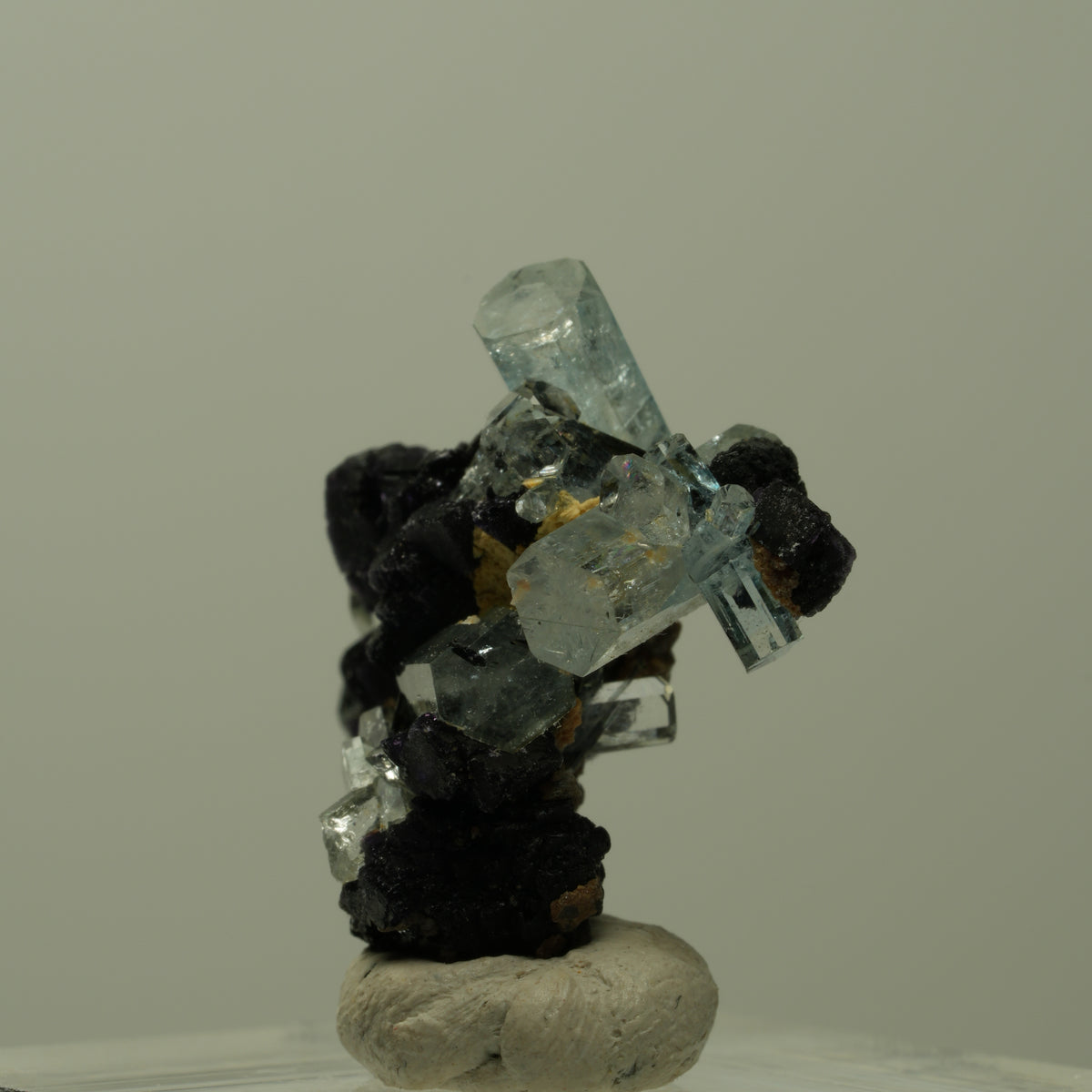 Aquamarin, Fluorit, Schörl Turmalin, Orthoklas Stufe Erongo, Namibia 25*22*12mm #14914