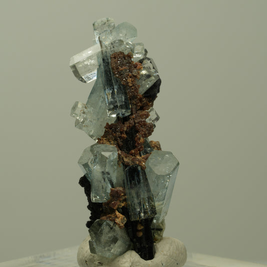 Aquamarin, Fluorit, Schörl Turmalin, Muskovit Stufe Erongo, Namibia 31*15*15mm #14918