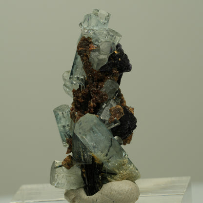 Aquamarin, Fluorit, Schörl Turmalin, Muskovit Stufe Erongo, Namibia 31*15*15mm #14918