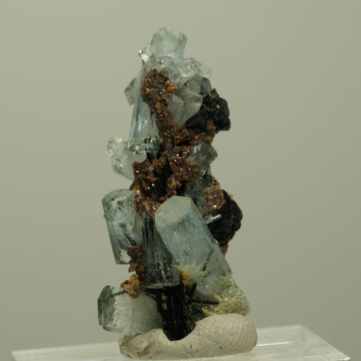 Aquamarin, Fluorit, Schörl Turmalin, Muskovit Stufe Erongo, Namibia 31*15*15mm #14918