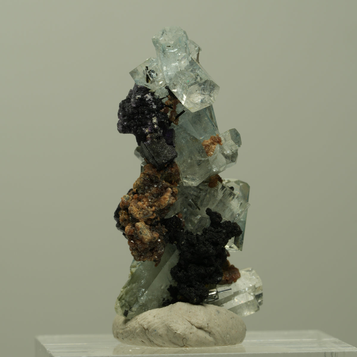 Aquamarin, Fluorit, Schörl Turmalin, Muskovit Stufe Erongo, Namibia 31*15*15mm #14918