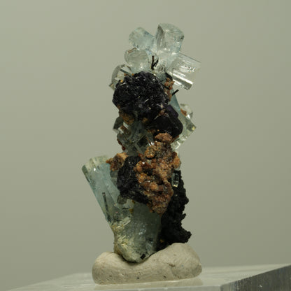 Aquamarin, Fluorit, Schörl Turmalin, Muskovit Stufe Erongo, Namibia 31*15*15mm #14918