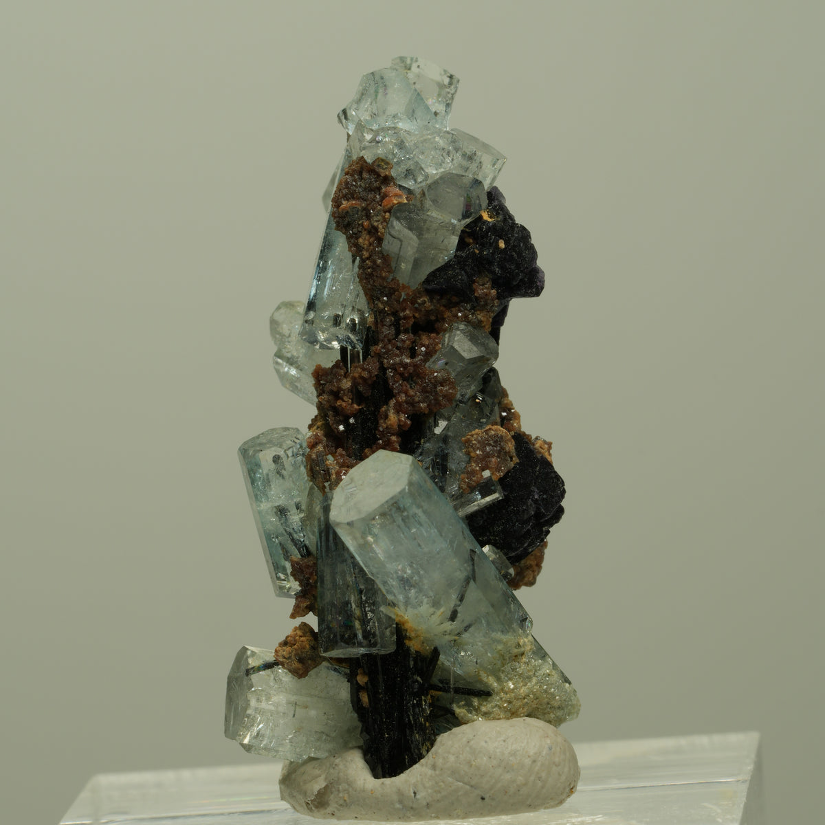 Aquamarin, Fluorit, Schörl Turmalin, Muskovit Stufe Erongo, Namibia 31*15*15mm #14918