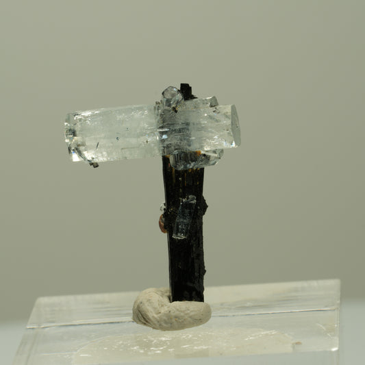 Aquamarin, Schörl Turmalin, Muskovit Stufe Erongo, Namibia 22*17*8mm #14919