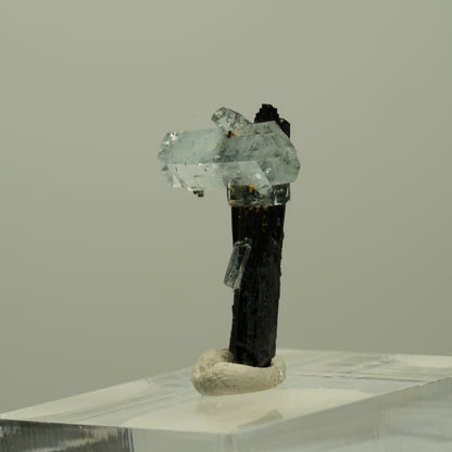 Aquamarin, Schörl Turmalin, Muskovit Stufe Erongo, Namibia 22*17*8mm #14919