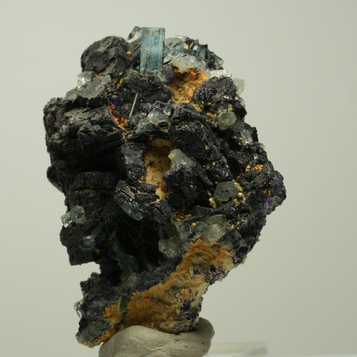 Aquamarin, Fluorit, Schörl Turmalin, Orthoklas Stufe Erongo, Namibia 64*45*36mm #14921