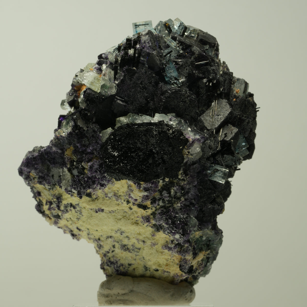Aquamarin, Fluorit, Schörl Turmalin, Orthoklas Stufe Erongo, Namibia 64*45*36mm #14921