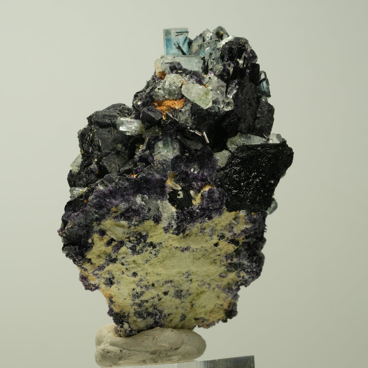 Aquamarin, Fluorit, Schörl Turmalin, Orthoklas Stufe Erongo, Namibia 64*45*36mm #14921
