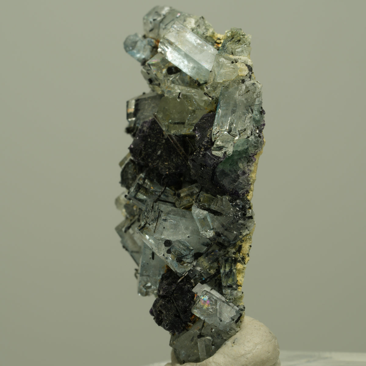 Aquamarin, Fluorit, Schörl Turmalin, Muskovit Stufe Erongo, Namibia 37*21*9mm #14922