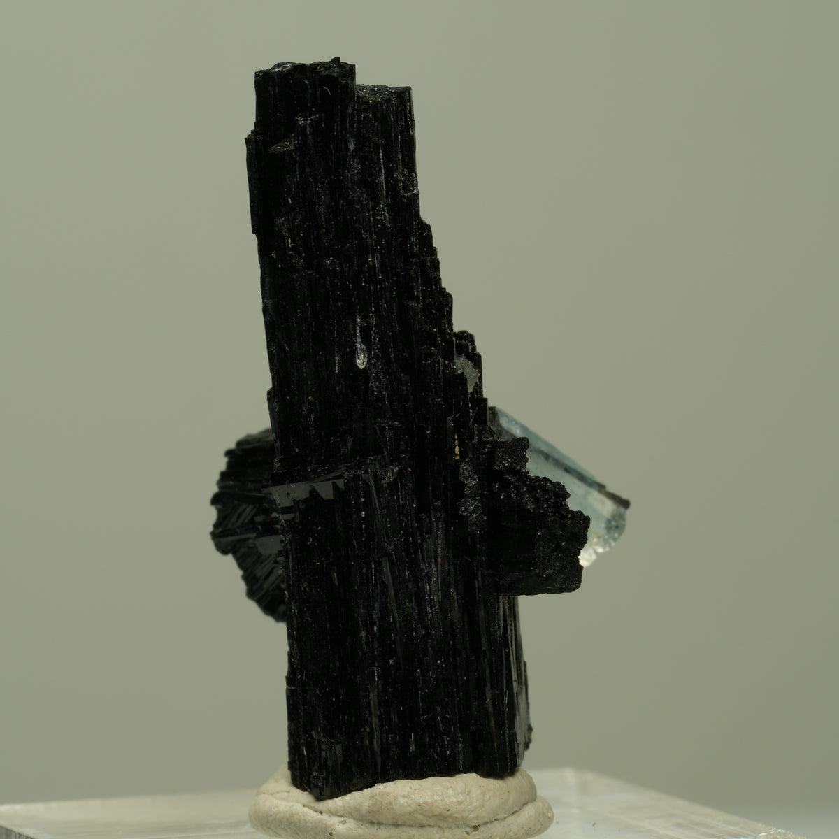 Seltene Aquamarin auf Schörl Turmalin Kreuz Stufe Erongo, Namibia 33*21*18mm #14923
