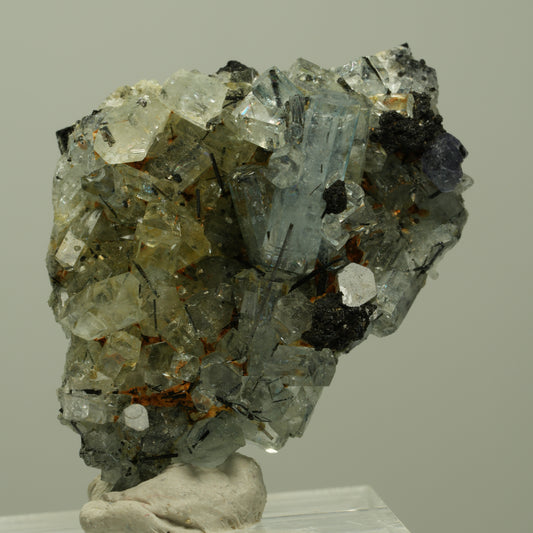 Aquamarin, Fluorit, Schörl Turmalin, Muskovit Stufe Erongo, Namibia 40*28*15mm #14934