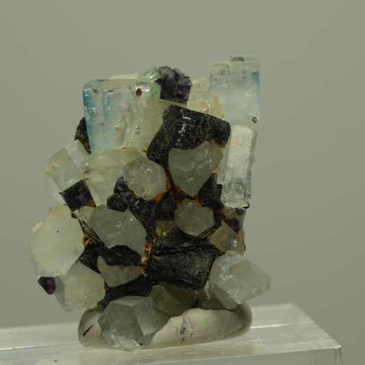 Aquamarin, Fluorit, Schörl Turmalin, Orthoklas Stufe Erongo, Namibia 29*22*16mm #14945