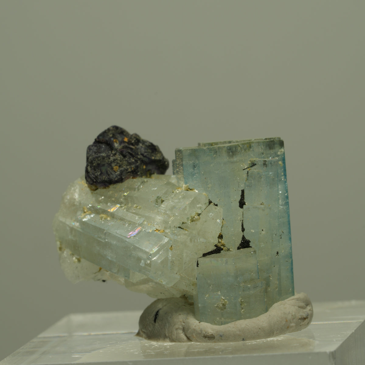 Aquamarin, Fluorit, Schörl Turmalin, Muskovit Stufe Erongo, Namibia 23*17*15mm #14947