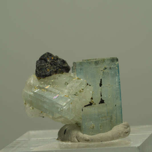 Aquamarin, Fluorit, Schörl Turmalin, Muskovit Stufe Erongo, Namibia 23*17*15mm #14947