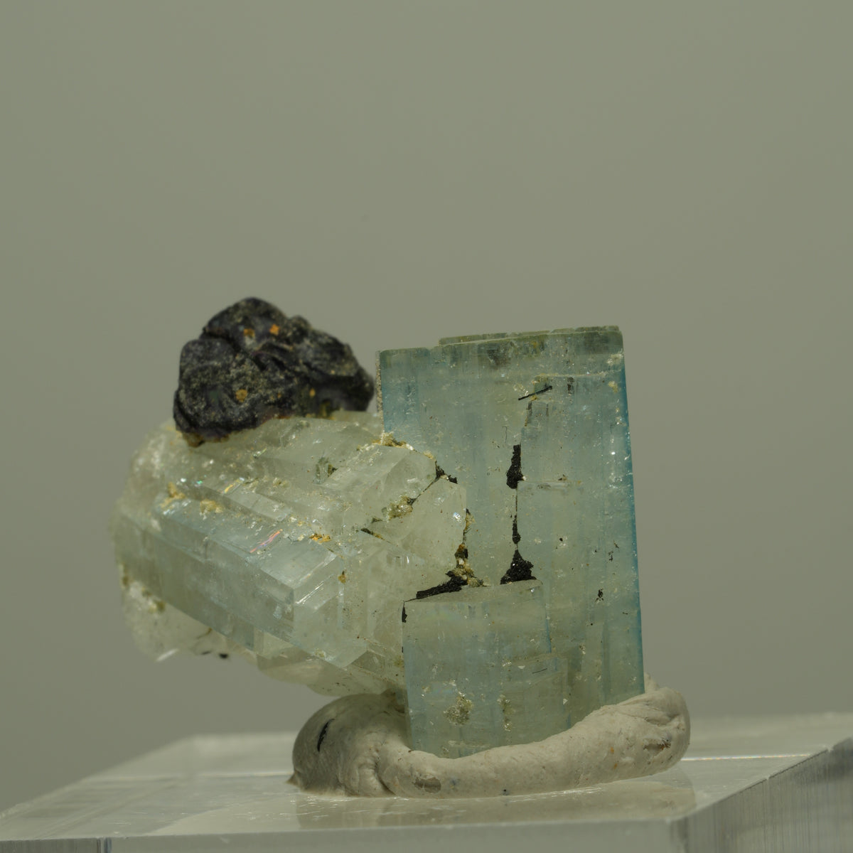 Aquamarin, Fluorit, Schörl Turmalin, Muskovit Stufe Erongo, Namibia 23*17*15mm #14947