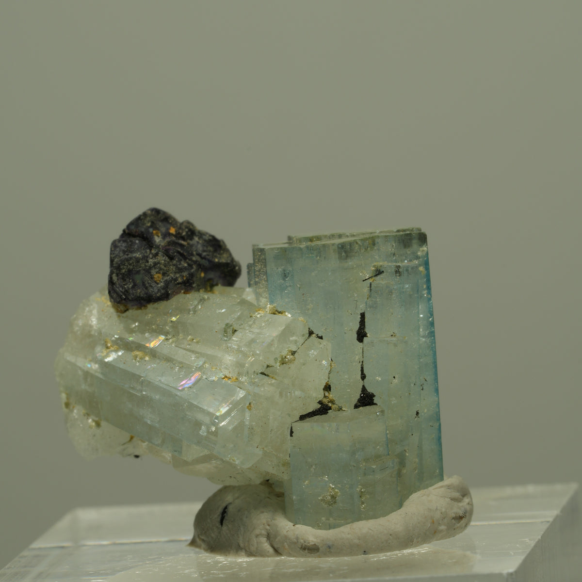 Aquamarin, Fluorit, Schörl Turmalin, Muskovit Stufe Erongo, Namibia 23*17*15mm #14947