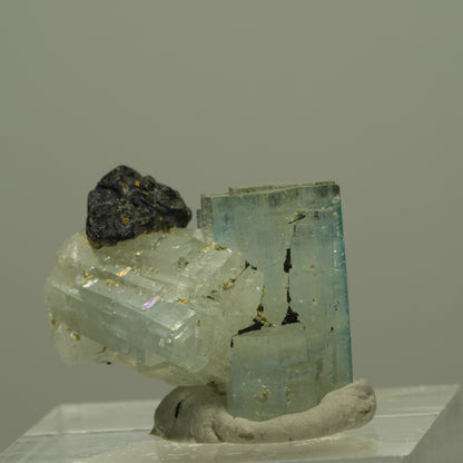 Aquamarin, Fluorit, Schörl Turmalin, Muskovit Stufe Erongo, Namibia 23*17*15mm #14947