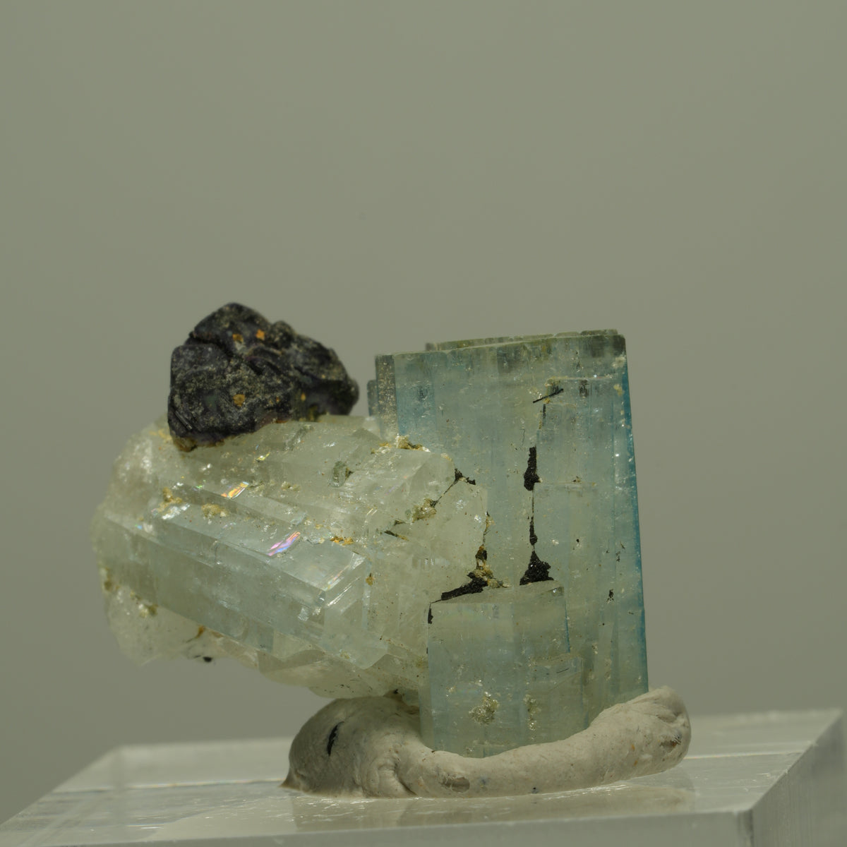Aquamarin, Fluorit, Schörl Turmalin, Muskovit Stufe Erongo, Namibia 23*17*15mm #14947