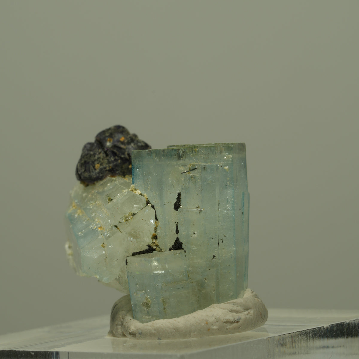 Aquamarin, Fluorit, Schörl Turmalin, Muskovit Stufe Erongo, Namibia 23*17*15mm #14947