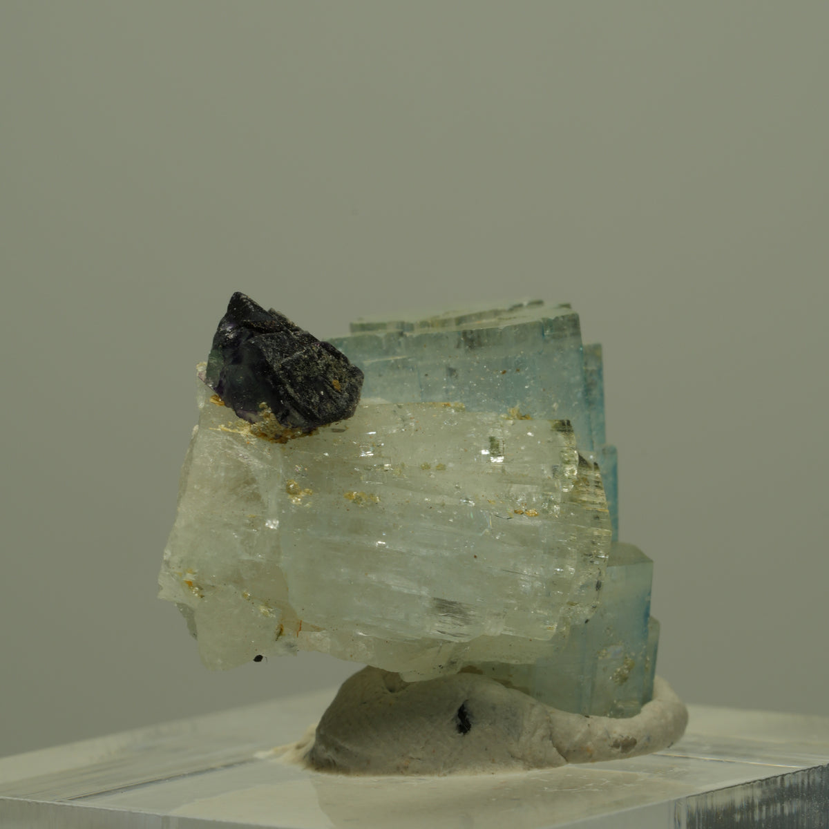 Aquamarin, Fluorit, Schörl Turmalin, Muskovit Stufe Erongo, Namibia 23*17*15mm #14947