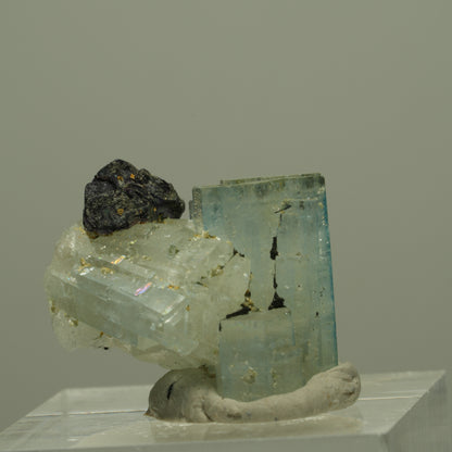 Aquamarin, Fluorit, Schörl Turmalin, Muskovit Stufe Erongo, Namibia 23*17*15mm #14947