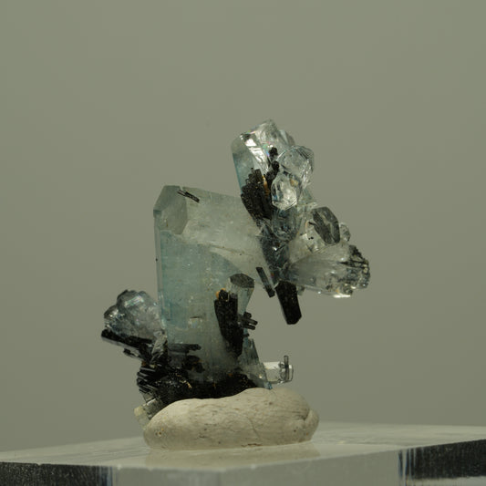 Aquamarin, Schörl Turmalin, Orthoklas Stufe Erongo, Namibia 22*16*14mm #14948