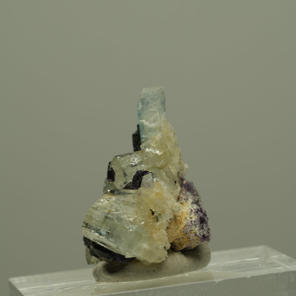Aquamarin, Fluorit, Schörl Turmalin, Orthoklas Stufe Erongo, Namibia 22*16*16mm #14949