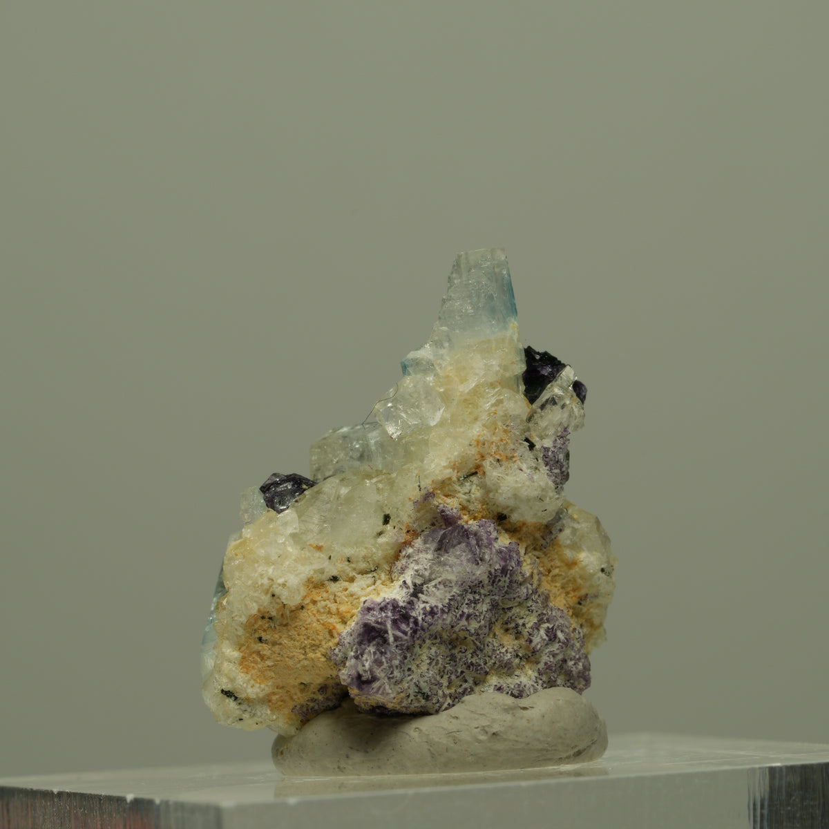Aquamarin, Fluorit, Schörl Turmalin, Orthoklas Stufe Erongo, Namibia 22*16*16mm #14949