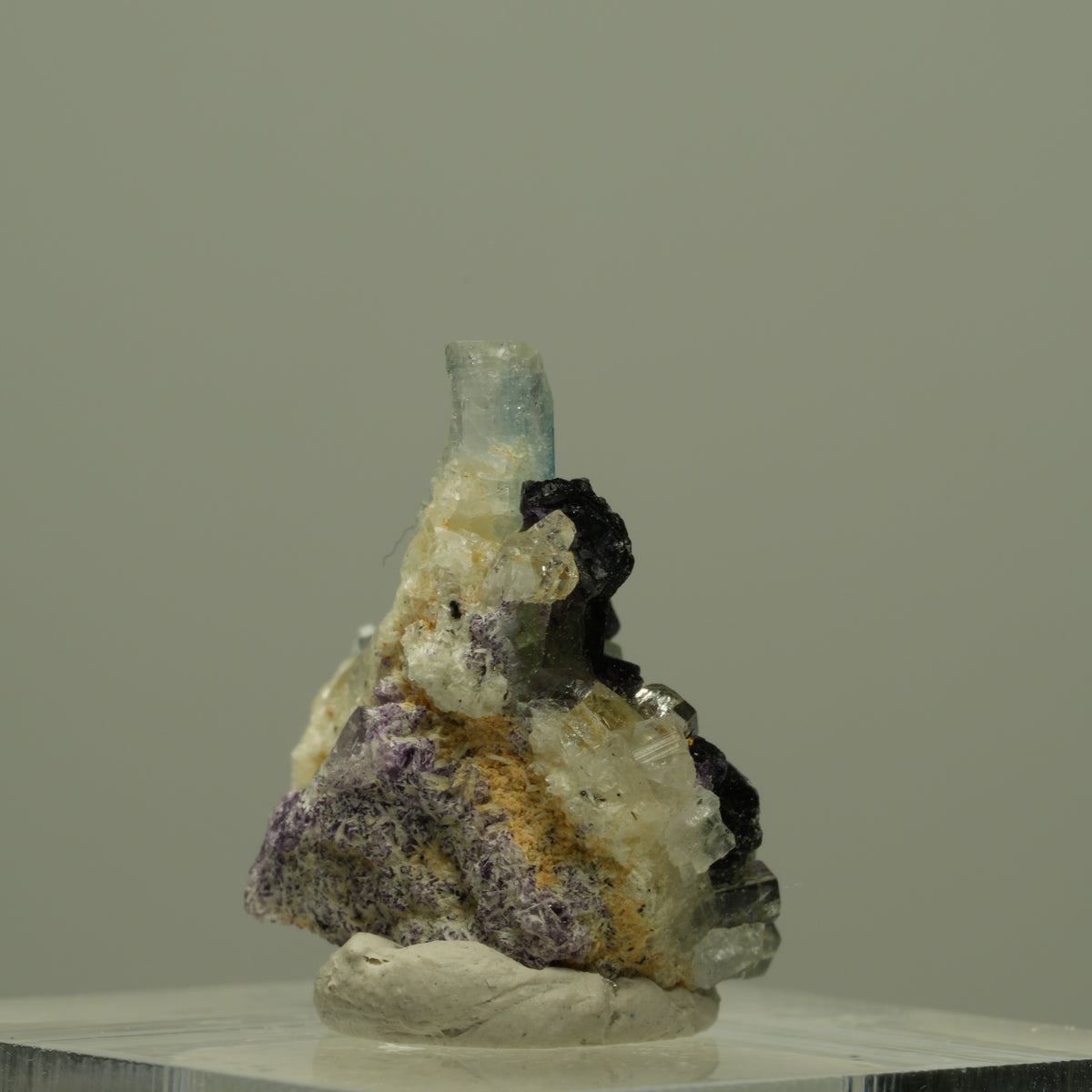 Aquamarin, Fluorit, Schörl Turmalin, Orthoklas Stufe Erongo, Namibia 22*16*16mm #14949