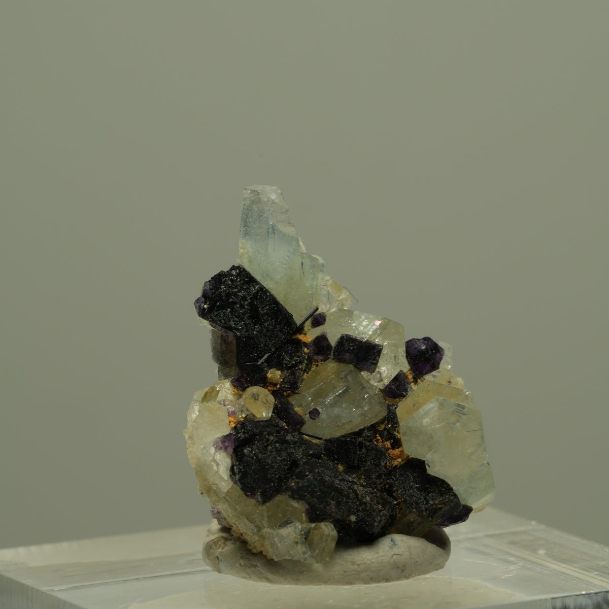 Aquamarin, Fluorit, Schörl Turmalin, Orthoklas Stufe Erongo, Namibia 22*16*16mm #14949