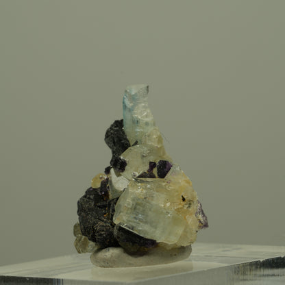 Aquamarin, Fluorit, Schörl Turmalin, Orthoklas Stufe Erongo, Namibia 22*16*16mm #14949