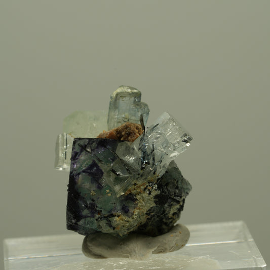 Aquamarin, Fluorit, Schörl Turmalin, Muskovit Stufe Erongo, Namibia 18*18*13mm #14951