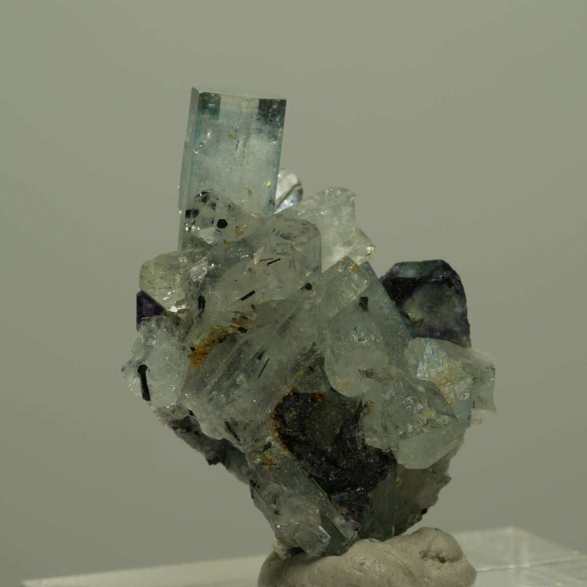 Aquamarin, Fluorit, Schörl Turmalin Stufe Erongo, Namibia 29*20*14mm #14956