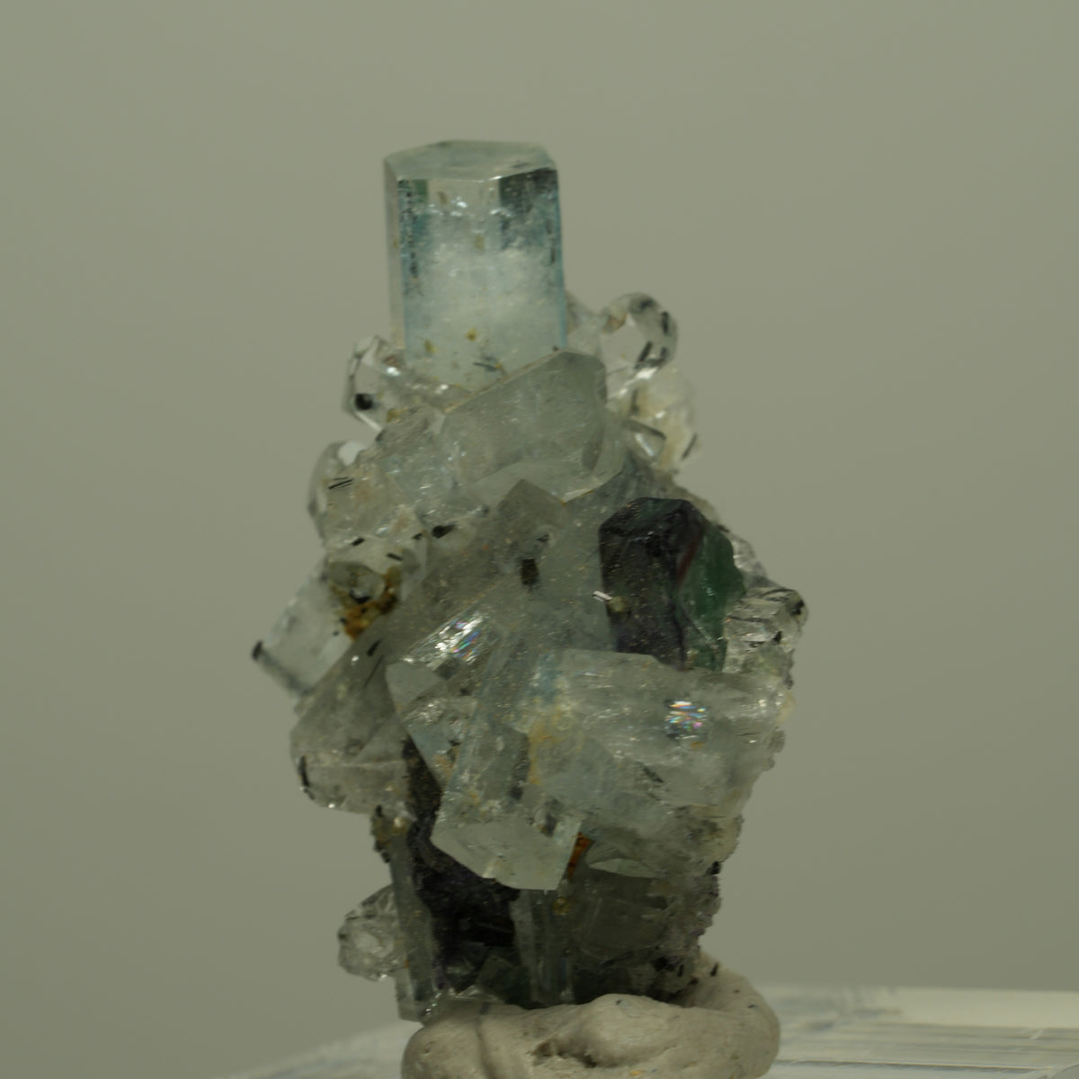 Aquamarin, Fluorit, Schörl Turmalin Stufe Erongo, Namibia 29*20*14mm #14956