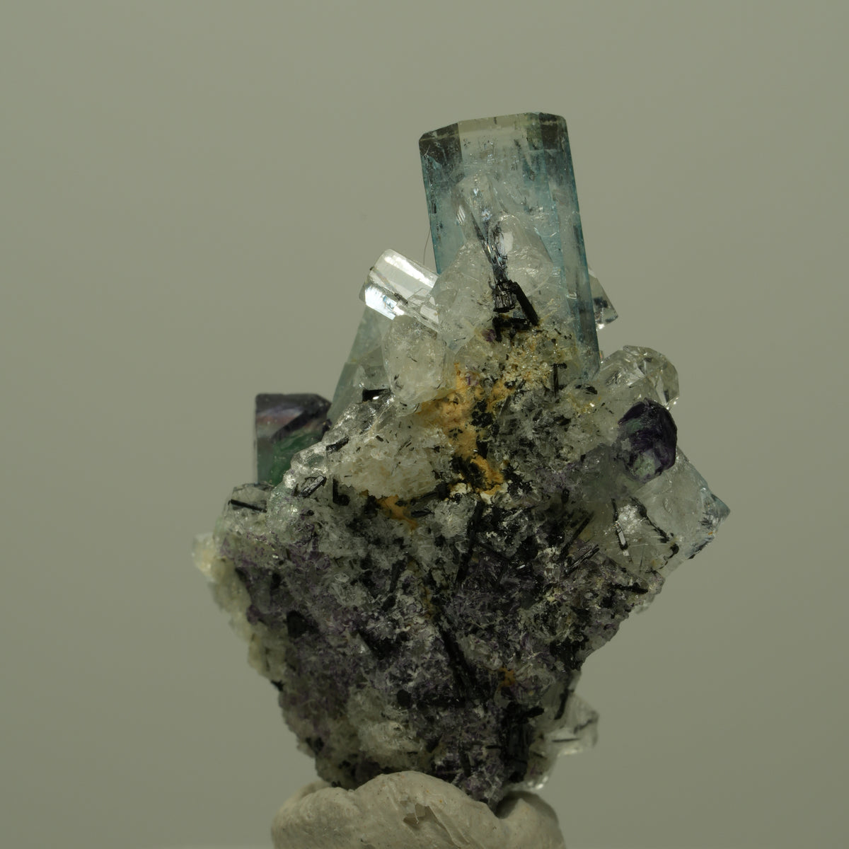 Aquamarin, Fluorit, Schörl Turmalin Stufe Erongo, Namibia 29*20*14mm #14956