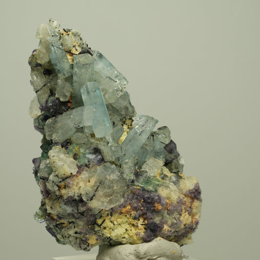 Aquamarin, Fluorit, Schörl Turmalin, Orthoklas Stufe Erongo, Namibia 64*42*33mm #14960
